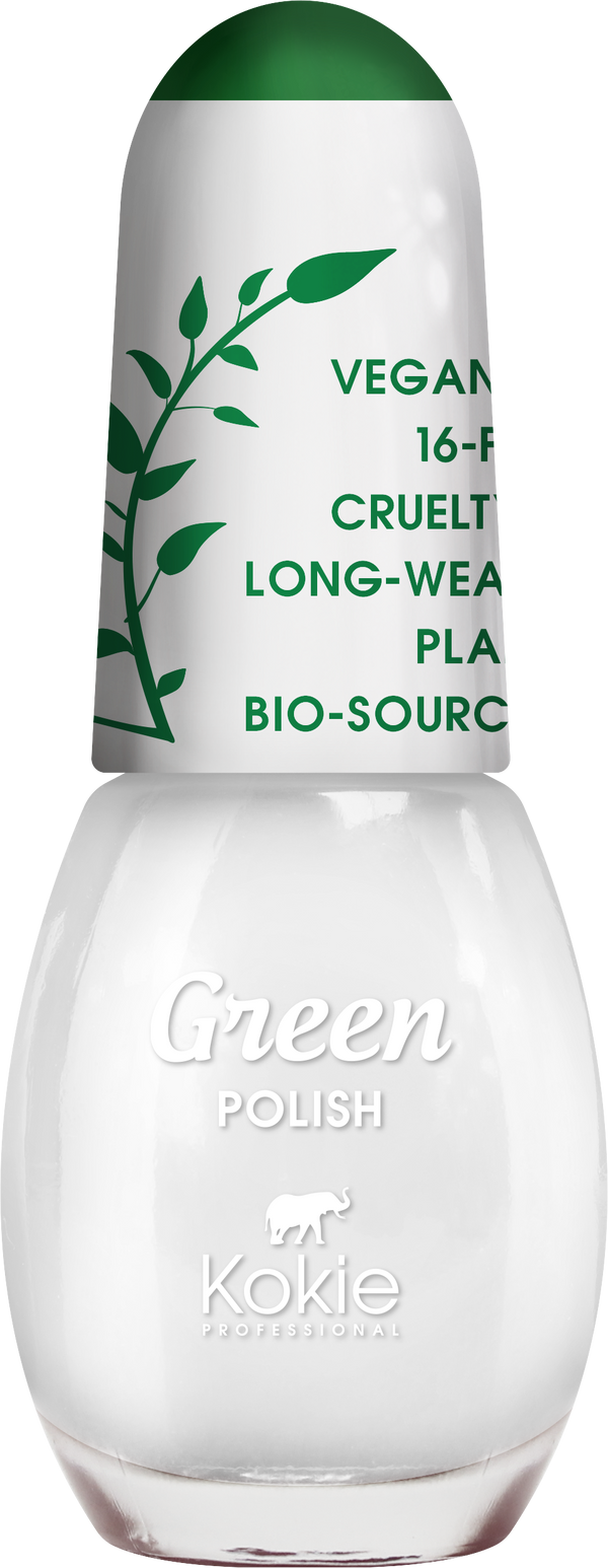 Kokie Green Polish Bottle in Moonbeam (white)